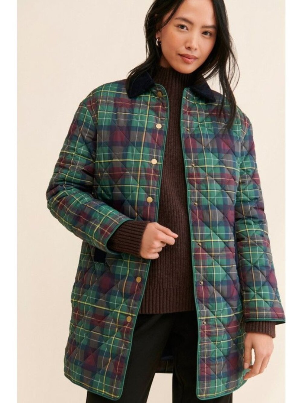 Kule Georgie Plaid Quilted Jacket Vintage Barn Coat Classic Heritage Womens S